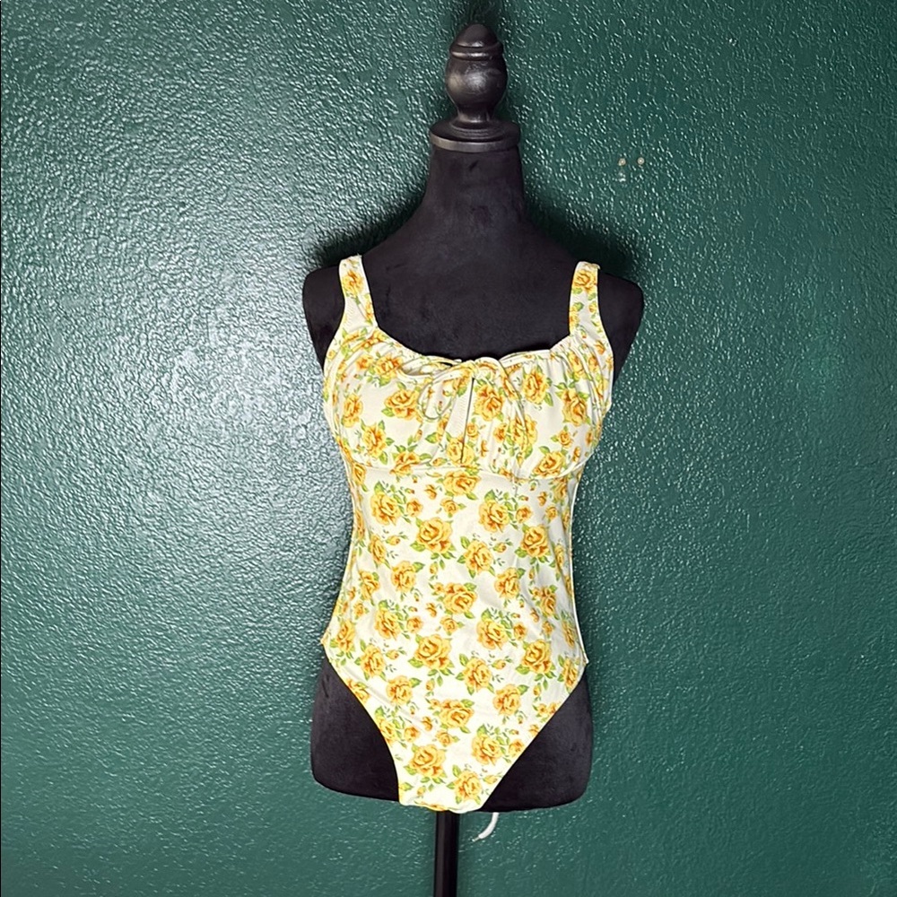 Floral Yellow One-Piece Swimsuit